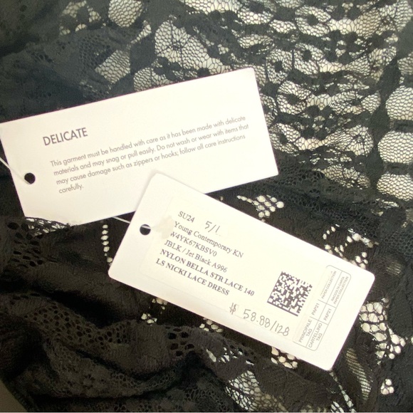 GUESS NWT Lace Bell Sleeve Open-Back Mini Dress, Sample Size S - Picture 4 of 11